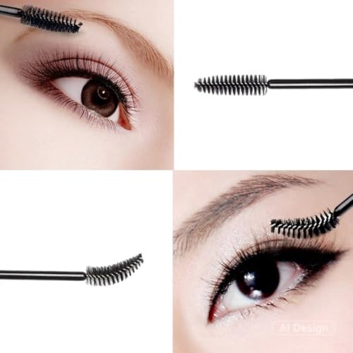 Image of G2PLUS 100PCS Disposable Eyelash Brushes, Adjustable Mascara Wands Makeup Applicator Kits, Eyelash Spoolies Brushes for Eyelash Extensions and Eyebrows (Black)
