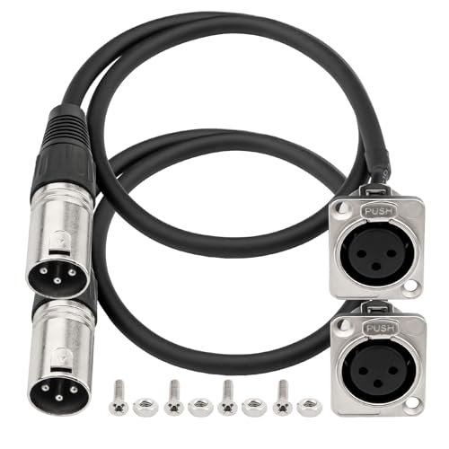 Câble XLR 3 broches avec connecteur robuste de type D et adaptateur panneau de sol