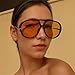 willochra Vintage Oversized Pilot Shield Sunglasses Women Luxury Trendy Goggles Sun Glasses For Ladies Big Frame Eyewear UV400 (C4)