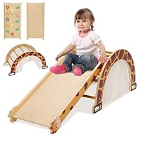 4-in-1 Arch Climbing Set with Slide for Toddler, Montessori Baby Indoor Climber with Ramp & Rocker, Jungle Gym Playground for Kids