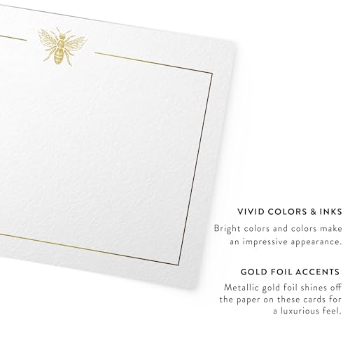 Image of Dashleigh Gold Foil Bee Notecards - 50 Blank Cards, 4x6 inches - Luxury Bee Themed Stationery for Thank You Notes & Gifts
