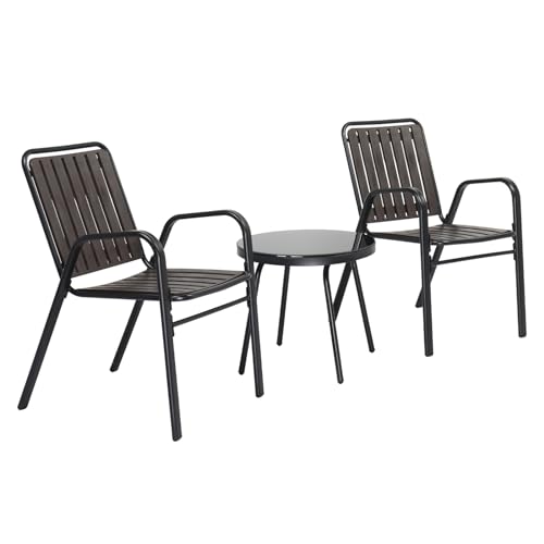 Vingli PPBISTROSET 3 Piece Patio Furniture Set Metal Patio Chairs Set Of 2 W/Pp Backrest And Seat, Outdoor Bistro Set cover