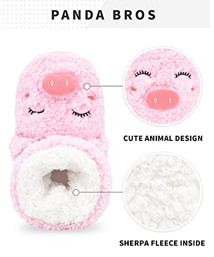 Panda Bros Slipper Socks For Women Cozy Warm Lined Fuzzy Sock Slippers Indoor Booties With Non Slip Grippers(Pink Pig,8-10) #TOP1