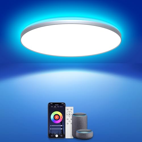 AmazeFun LED Deckenlampe 36W - Deckenlampe Dimmbar & RGBIC Nachtlicht - Smart...