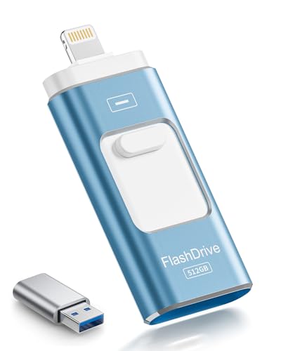 ROSPE USB Stick für iPhone, MFi Zertifizierter Lightning USB 3.0 Speicherstick, 3-in-1 Flash-Laufwerk für iOS/Android/PC