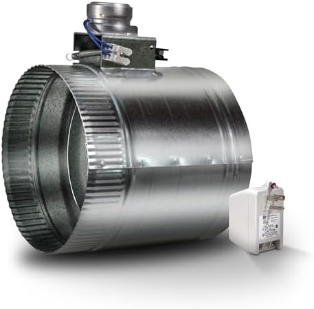 Suncourt ZoneMaster 8-Inch Normally Open Motorized Damper — Power Close/Spring Open 24V Vent Damper, Transformer Included (ZO208)