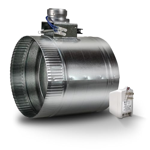 Suncourt ZoneMaster 8-Inch Normally Open Motorized Damper — Power Close/Spring Open 24V Vent Damper, Transformer Included (ZO208)