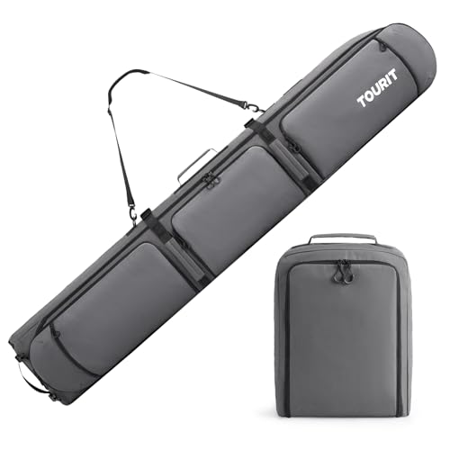 TOURIT Ski Bag & Boot Bag Combo, Holds 2 Skis, 190cm, Grey