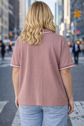 Image of Mack Jonney Women's Textured Polo T-Shirt | Half Sleeve Cotton Blend Top |Casual Collar Tee | Regular Fit-M7527
