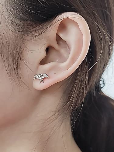 Cute Bat Cartilage Stud Earring for Women Men 925 Sterling Silver Cool Small Animal Punk Dainty Cubic Zirconia Tiny Earrings Personalized Jewelry Friendship Festival Party Jewelry3
