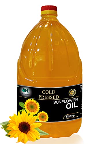 Image of Healthy Roots 5L Cold Pressed Sunflower Oil (Virgin, Chekku /Ghani) - 5 Litre Wood Pressed Sunflower Oil for cooking
