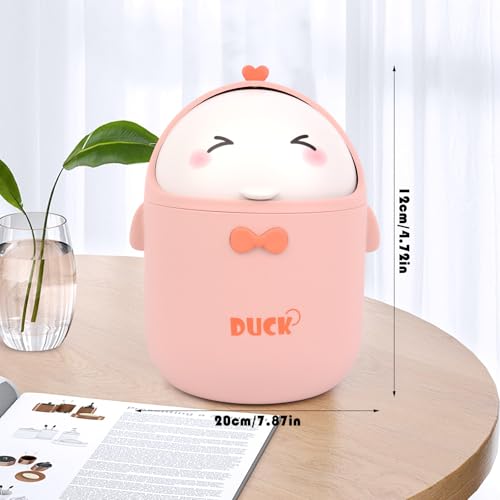 LOBVABA TischmüLleimer Mit Deckel，Süße Cartoon Tisch Mülleimer,für BüRos, Kinderzimmer, Schminktisch, Wohnzimmer (Rosa)