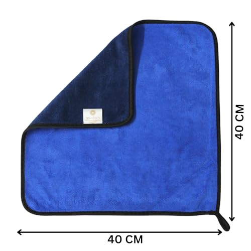 Image of MUSHIES Microfiber 800 GSM Cloth (Multicolor, 40x40 cm, Pack of 1) Double Layered Highly Absorbent Heavy Plush Microfibre Towel Cloth for Car Cleaning, Washing, Drying, Polishing & Detailing