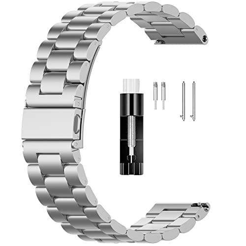 FitTurn Compatible with Michael Kors Access Gen 5 Lexington Bands Metal Bracelet Replacement Solid Stainless Steel Watch Band Strap Wristbands for MK Access Gen 5 Lexington (20mm, Silver)