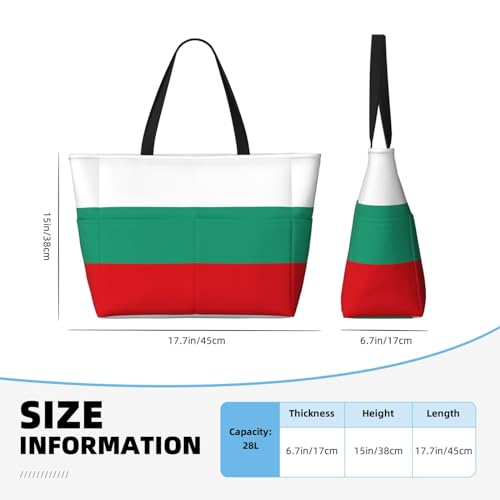 Bulgarian Flag Large Capacity Foldable Tote Bag Women Beach Tote Bag Handbag Gym Bag Travel Shopping Bag4