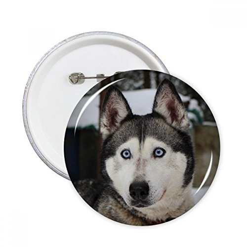 Pins Husky neige rond XXL idéal pour personnaliser un sac à dos de randonnée hivernale