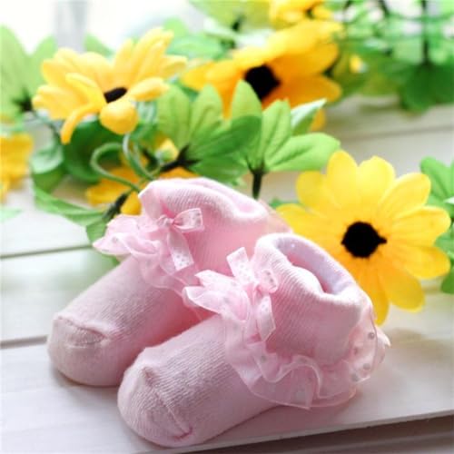 Infant Baby Girls Socks Lace Sock Newborn Bowknot Ruffle Eyelet Ankle Warm Dress Sock Newborn/Toddlers3