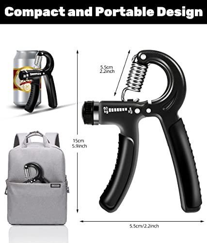 Hand Grip Strengthener, 2 Pack Forearm Trainer Hand Exerciser Gripper with Adjustable Resistance 5-60kg (11-132 Lbs), Wrist Strength Trainer for Strong Wrists, Fingers, Forearm,Gym Hand Keep Fitness - Image 4