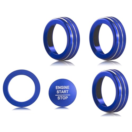 Image of for Honda 2026 Passport /2026 Pilot Interior Accessories, Aluminum Alloy one-Button Start Cover /Ring, air Conditioning knob, 5-piece Set (Blue)