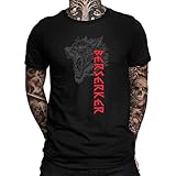 wolf berserker viking nordmann runes odin thor valhalla ragnarök - maglietta da uomo, rosso sangue., m