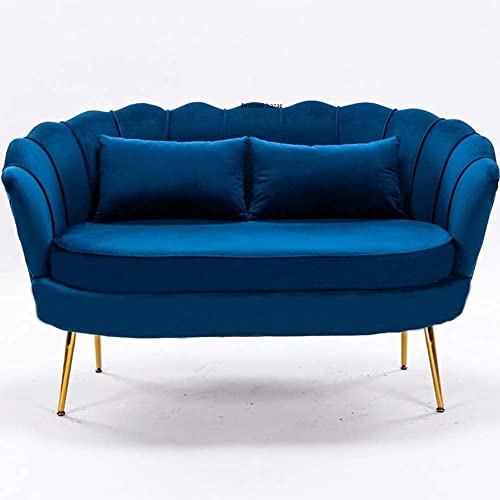 Image of Living Room Vintage Velvet Fabric Tub Armchairs with Metal Leg Armrests Lounge Comfortable Royal & Luxury (Blue, 2+1+1)