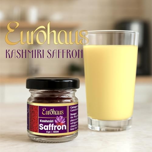 Image of Eurohaus Pure Kashmiri Kesar Saffron 5 Gram - Grade A+++ Saffron Threads | Rich Aroma Natural Color & Long Threads for Milk Tea Kheer Biryani Sweets Desserts Cooking and Pooja Use