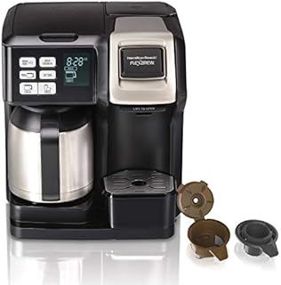 Hamilton Beach FlexBrew Trio 2-Way Coffee Maker, Compatible with K-Cup Pods or Grounds, Combo, Single Serve & Full 10c Thermal Pot, Black and Stainless