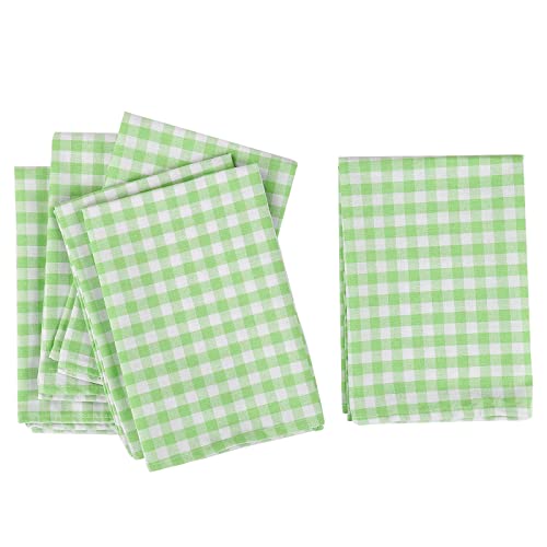 Buffalo Plaid Cloth Napkins Set Of 6, 18 X18 Inches Green White Cotton Washable Table Napkins, Reusable Gingham Cloth Dinner Napkins For Weeding, Parties, Thanksgiving, Christmas, Kitchen Dining #TOP6