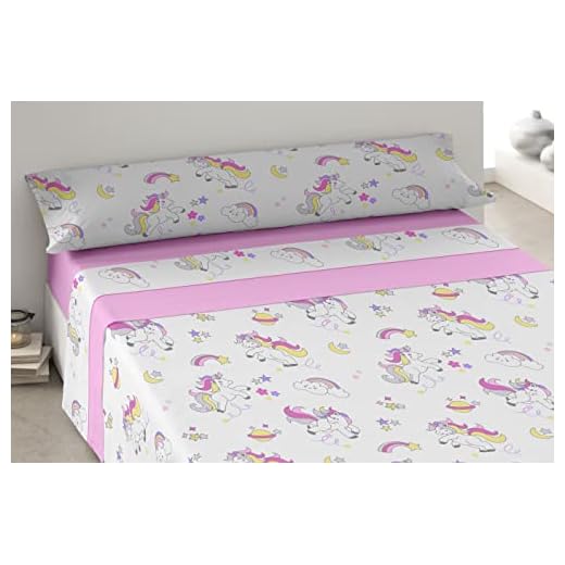Degrees home – Unicornio – Sabanas Infantil 90x190 – Juego de Sabanas de 90x190 Infantil– Sabanas Microfibra – 3 Piezas – Rosa