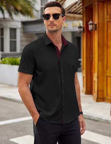COOFANDY Men's Short Sleeve Button Down Shirts Wrinkle Free Casual Summer Shirts Business Dress Shirts3