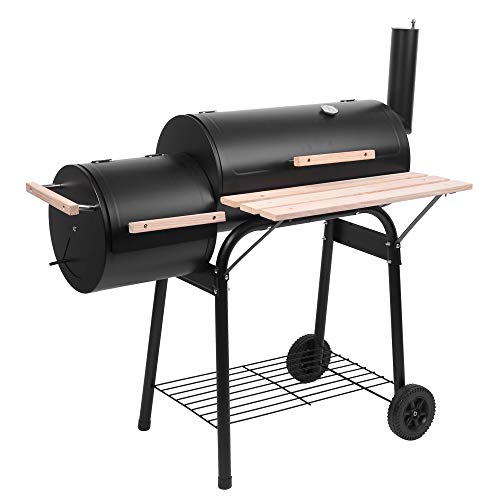 Ochine Charcoal Grill Offset Smoker with Cover and Wheels Portable ...