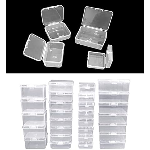 Pcxino 40 Pack 4 Size Small Clear Storage Box,Clear Plastic Beads Storage Containers Box with Hinged Lid for Small Items and Craft Projects … Cover