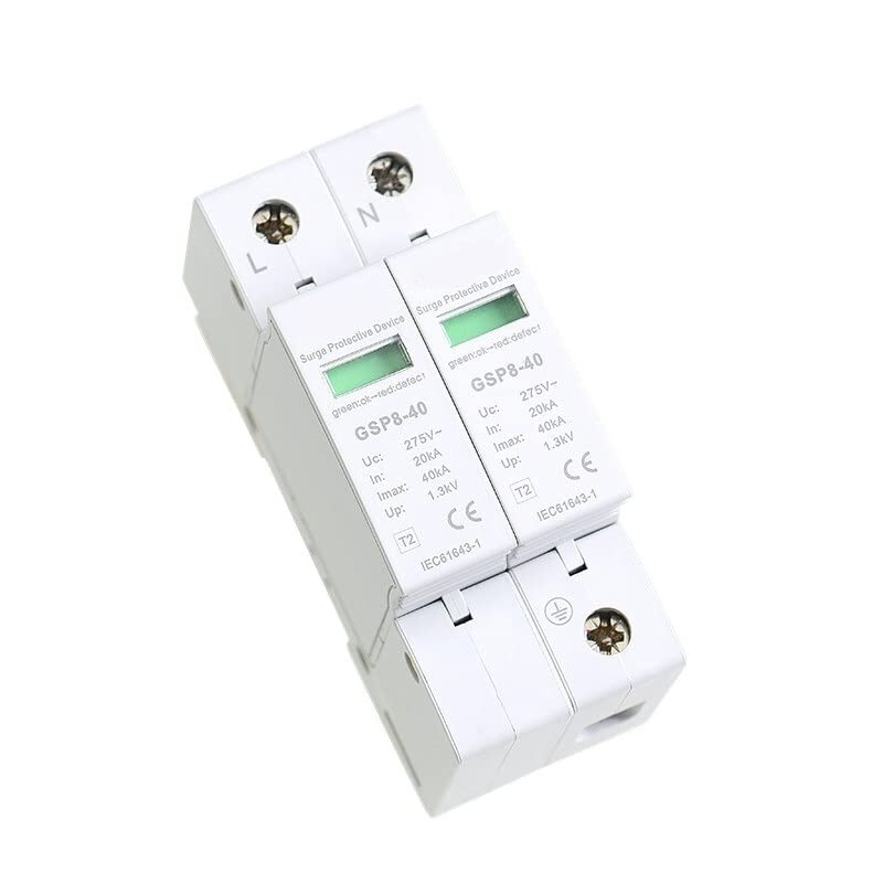 GSP8 2Pole Surge Protector 220V Din Rail SPD AC275V AC385V 400V 440V 40KA House Protector1Pcs(2P SPD AC440V 40KA)