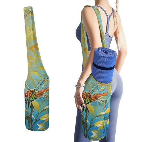 Sac tapis de yoga durable et résistant à grande capacité avec imprimé libellule zen
