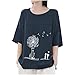 Produktbild LOPILY Damen Oberteile Blumen Druck Tunika Damen Lang Lockere Bluse Elegant Damen Oversize Oberteile Damen Hippie Freizeit Tops 1/2 Arm Herbst Große Größen Basic Tshirt (Navy, 50)