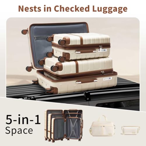 Image of NEISIA Luggage Sets with TSA Lock Hardside PC+ABS Carry On expandable Suitcase with Spinner Wheels Lightweight Rolling Travel Luggage Sets with YKK (Purple(N), 5 piece sets(20 /24 /28 /DB /TB)