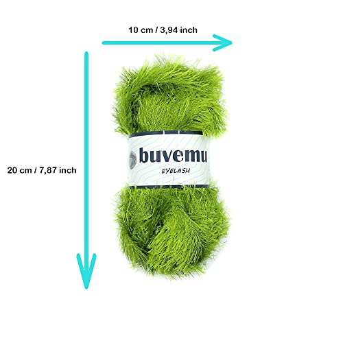 Buvemu Eyelash Fun Fur Yarn 100 Gram (3.53 Ounces) 175 Yards (160 Meters) (Green) #TOP4