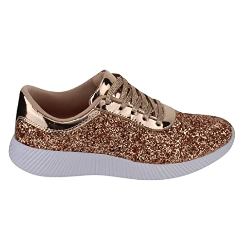 Nature Breeze Em29 Womens Metallic Sparkling Bling Glitter Bomb Fashion Sneaker Color Rose Gold Size:11 #TOP1