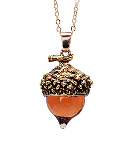 Preisvergleich Produktbild Lehrer Geschenk Dankeschön Geschenk Eichel Halskette Goldton Glas Charm Anhänger