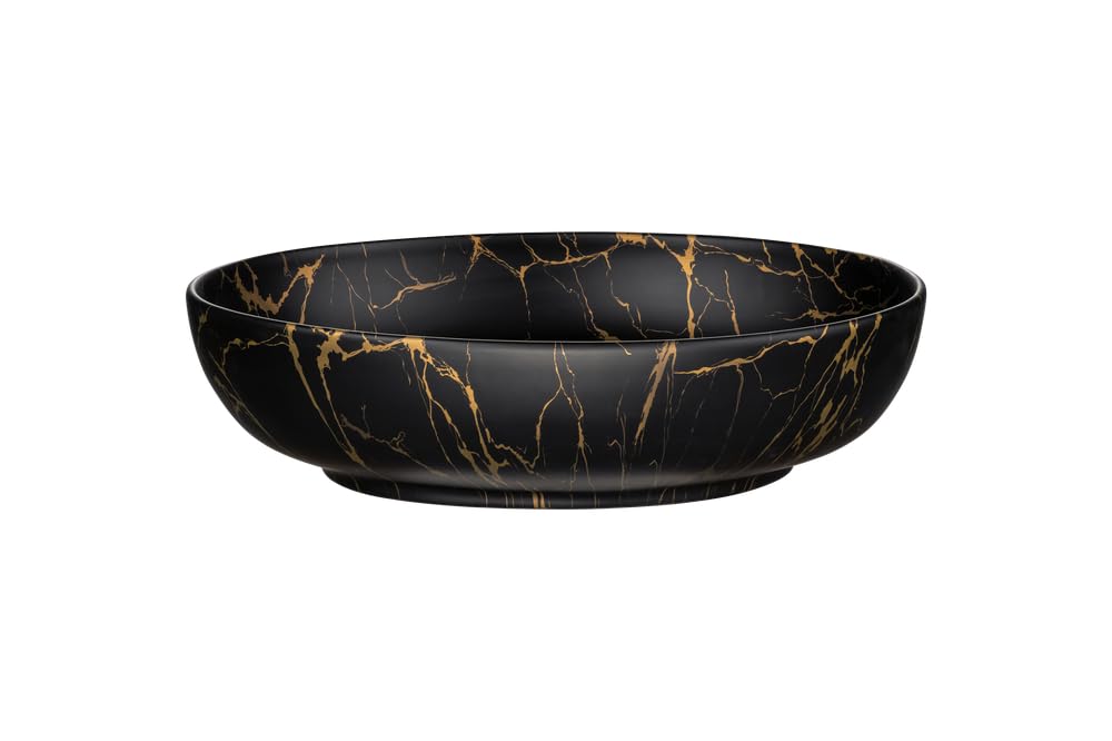 Vasque à Poser en Céramique Noire Marbrée - L 52 X 39.5 Cm - Gamme Mona