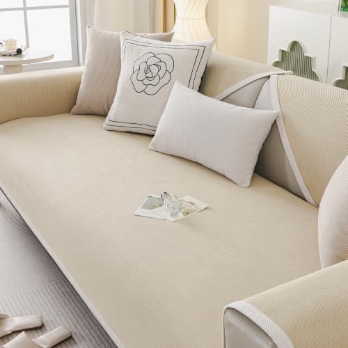 AMFUN 90 x 180 cm Housse de Canapé Velours Côtelé, Protection Canapé Chien, Texturée, Solide, Housse Universelle Antidérapante, Plusieurs Tailles (Brun...
