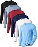 OYGSieg 6 Pack Long Sleeve Shirts for Men Moisture Wicking UPF SPF Sun Protection Tee Shirts Workout T Shirts Casual L