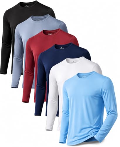 OYGSieg 6 Pack Long Sleeve Shirts for Men Moisture Wicking UPF SPF Sun Protection Tee Shirts Workout...