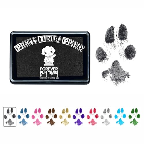 Image of Forever Fun Times Easy-Clean Pet Paw Print Kit | Get Hundreds of Prints from One Low-Cost Paw Print Kit | 100% Safe and Pet-Friendly | No-Mess Paw Print Pad with a Choice of THREE (Black)