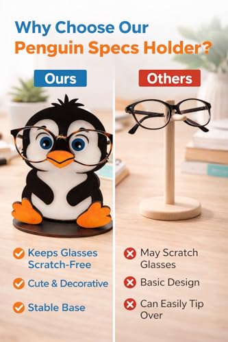 Image of PANAH Penguin Eyeglass Holder | Cute Cartoon Spectacles & Sunglasses | Desk Organizer & Home Decor | Gift Item for Kids & Adults (Penguin Glass Holder)