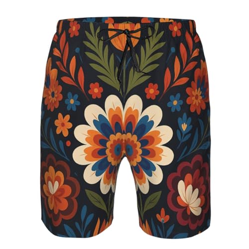 Geometric Flowers Print Stylish Beach Shorts Swim Trunks Lightweight Breathable Summer Outdoor Activities4