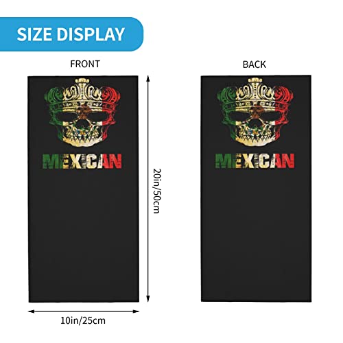 King Skull Mexican Flag Seamless Neck Gaiter Shield Scarf Bandana Face Mask Seamless UV Protection for Motorcycle Cycling Riding Running Headbands White2