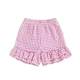 woshilaocai Toddler Girl Gingharm Shorts Summer Casual Elastic Waist Seersucker Ruffle Shorts for Baby Pants Bottoms (Pink,2 Years)