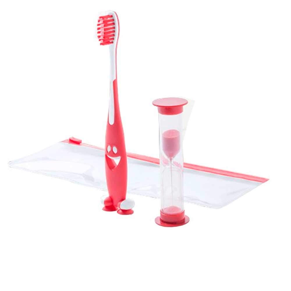 Lote de 30 set cepillo de dientes infantil, con reloj de arena y neceser. Regalos para cumpleaños infantiles, colegios, fiestas de niños.