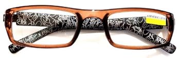 Aristo Stylish Full Frame Italian Modern Pattern Design Reading Glasses Aspheric Lens Brown +1.5
